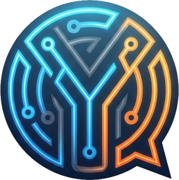 Logo of A YOOzeCase Company: a Y drawn in circuit lines inside a speech bubble